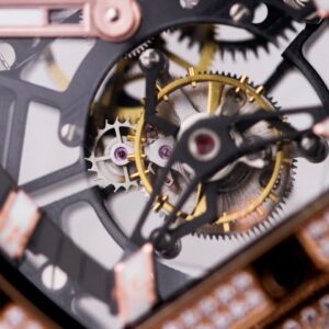 HUBLOT SPIRIT OF BIG BANG TOURBILON GOOD IMITATION WATCHES RHINESTONE CASE ROSE GOLD PLATE BLACK DIAL RUBBER STRAP 45MM 4 ĐỒNG HỒ NAM ĐÍNH ĐÁ DÂY DA HUBLOT SPIRIT OF BIG BANG TOURBILON REP 1:1 CAO CẤP 45MM