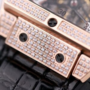 HUBLOT SPIRIT OF BIG BANG TOURBILON GOOD IMITATION WATCHES RHINESTONE CASE ROSE GOLD PLATE BLACK DIAL RUBBER STRAP 45MM 3 ĐỒNG HỒ NAM ĐÍNH ĐÁ DÂY DA HUBLOT SPIRIT OF BIG BANG TOURBILON REP 1:1 CAO CẤP 45MM