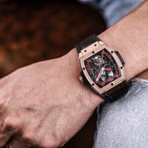 HUBLOT SPIRIT OF BIG BANG TOURBILON KING GOLD IMITATION WATCHES RED HOURS ROSE GOLD PLATE 45MM 7 ĐỒNG HỒ HUBLOT SPIRIT OF BIG BANG TOURBILON KING GOLD REP 1:1 CAO CẤP 45MM