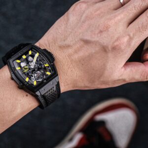 HUBLOT SPIRIT OF BIG BANG TOURBILON BEST REPLICA WATCHES ALL BLACK YELLOW HOURS 45MM 8 ĐỒNG HỒ NAM HUBLOT SPIRIT OF BIG BANG TOURBILON REP 1:1 CAO CẤP 45MM