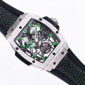 HUBLOT SPIRIT OF BIG BANG TOURBILON KNOCK OFF WATCHES GREEN HOURS TITANIUM CASE 45MM 2 ĐỒNG HỒ HUBLOT SPIRIT OF BIG BANG TOURBILON REPLICA 1:1 CAO CẤP 45MM