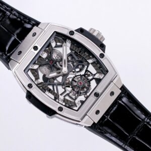 HUBLOT SPIRIT OF BIG BANG TOURBILON IMITATION WATCHES BLACK DIAL TITANIUM CASE RUBBER STRAP 45MM 2 ĐỒNG HỒ REPLICA 1:1 CAO CẤP HUBLOT SPIRIT OF BIG BANG TOURBILON 45MM