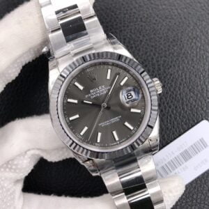 ROLEX DATEJUST COPIES WATCHES GREY DIAL OYSTER STRAP INDEX HOURS VS FACTORY 41MM 1 ĐỒNG HỒ NAM DÂY KIM LOẠI ROLEX DATEJUST VS FACTORY REP 1:1 CAO CẤP 41MM