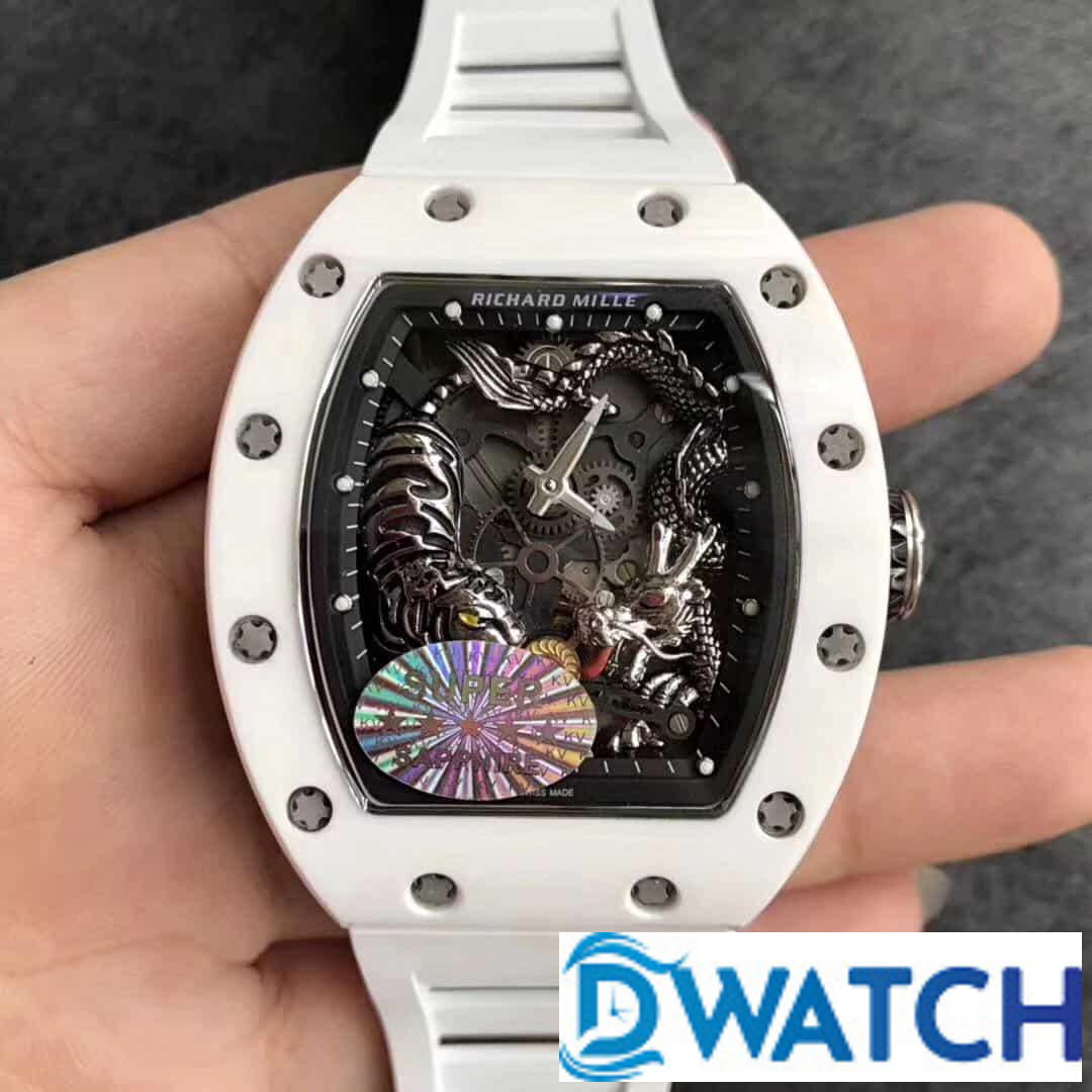 ĐỒNG HỒ NAM RICHARD MILLE RM051 NGOẠ HỔ TÀNG LONG MÀU TRẮNG REPLICA 11 43X50MM-1 ĐỒNG HỒ NAM RICHARD MILLE RM051 NGOẠ HỔ TÀNG LONG MÀU TRẮNG REPLICA 11 43X50MM