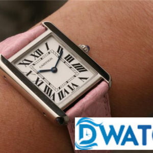CARTIER TANK REPLICA WATCHES STAINLESS STEEL PINK LEATHER STRAP 33X27MM 5 ĐỒNG HỒ NỮ CARTIER TANK MẶT SỐ TRẮNG DÂY DA FAKE CAO CẤP 33X27MM