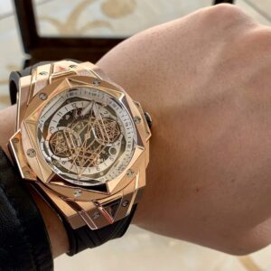 HUBLOT BIG BANG SANG BLEU ll CHRONOGRAPH KING GOLD IMITATION WATCHES WHITE DIAL ROSE GOLD PLATE 45MM 7 ĐỒNG HỒ CƠ NAM HUBLOT BIG BANG SANG BLEU ll CHRONOGRAP KING GOLD REP 1:1 CAO CẤP 45MM
