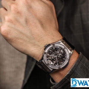 HUBLOT CLASSIC FUSION TOURBILON IMITATION WATCHES RHINESTONE BAGUETTE BEZEL RUBBER STRAP 42MM 7 ĐỒNG HỒ HUBLOT NAM ĐÍNH ĐÁ HUBLOT CLASSIC FUSION TOURBILON