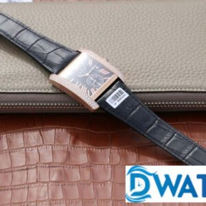 CARTIER TANK ANDY LAU LUXURY IMITAITON WATCHES ROSE GOLD PLATE BLACK DIAL RHINESTONE LEATHER STRAP 34X44MM 6 ĐỒNG HỒ NỮ CARTIER