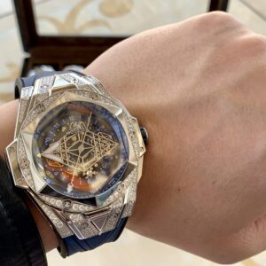 ĐỒNG HỒ CƠ NAM ĐÍNH ĐÁ MÀU XANH HUBLOT BIG BANG SANG BLUE ll REP 1:1 CAO CẤP 45MM 7 ĐỒNG HỒ CƠ NAM ĐÍNH ĐÁ MÀU XANH HUBLOT BIG BANG SANG BLEU ll REP 1:1 CAO CẤP 45MM