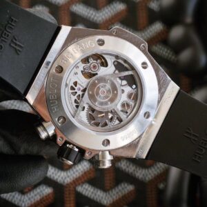 HUBLOT BIG BANG UNICO IMITATION WATCHES RHINESTONE CASE BLACK DIAL ONE CLICK STRAP 45,5MM 7 ĐỒNG HỒ CƠ NAM 5 KIM ĐÍNH FULL ĐÁ HUBLOT BIG BANG UNICO REPLICA 1:1 CAO CẤP 45,5MM