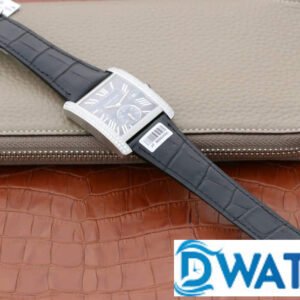 CARTIER TANK ANDY LAU LUXURY FAKE WATCHES BLACK DIAL RHINESTONE CASE LEATHER STRAP 34X44MM 6 ĐỒNG HỒ NỮ CARTIER