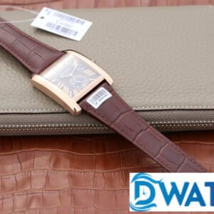 CARTIER TANK ANDY LAU HIGH END REPLICA WATCHES ROSE GOLD PLATE BLACK DIAL CUSTOM LEATHER STRAP 34X44MM 6 ĐỒNG HỒ NỮ CARTIER