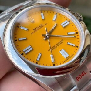 ĐỒNG HỒ NAM ROLEX OYSTER PERPETUAL DÂY KIM LOẠI MÀU VÀNG FAKE 1:1 41MM 1 ĐỒNG HỒ CƠ NAM DÂY KIM LOẠI MẶT MÀU VÀNG ROLEX OYSTER PERPETUAL REPLICA 1:1 CAO CẤP 41MM