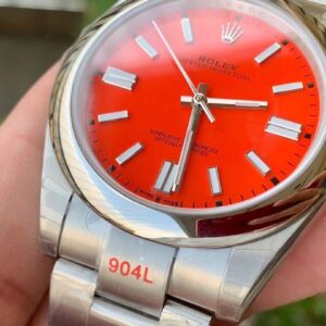 ĐỒNG HỒ NAM ROLEX OYSTER PERPETUAL DÂY KIM LOẠI MÀU ĐỎ EW FACTORY REP CAO CẤP 41MM 3 ĐỒNG HỒ ROLEX OYSTER PERPETUAL CƠ NAM DÂY KIM LOẠI MẶT MÀU ĐỎ EW FACTORY REP 1:1 CAO CẤP 41MM