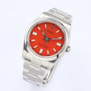 ĐỒNG HỒ NAM ROLEX OYSTER PERPETUAL CƠ MẶT ĐỎ EW FACTORY FAKE CAO CẤP 36MM 2 ĐỒNG HỒ ROLEX OYSTER PERPETUAL CƠ NAM MẶT ĐỎ EW FACTORY REP 1:1 CAO CẤP 36MM