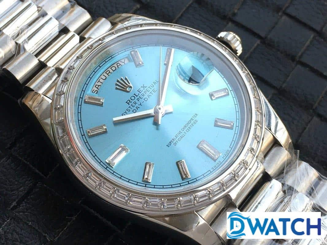 ĐỒNG HỒ ROLEX DAY-DATE NAM MÁY CƠ DÂY KIM LOẠI ĐÍNH ĐÁ REPLICA 1:1 CAO CẤP 40MM ĐỒNG HỒ ROLEX DAY-DATE NAM MÁY CƠ DÂY KIM LOẠI ĐÍNH ĐÁ REPLICA 1:1 CAO CẤP 40MM