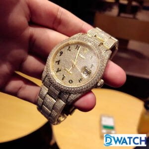 ROLEX DATEJUST COPIES WATCHES ROSE GOLD RHINESTONE FULL GEM AUTOMATIC 41MM 2 ĐỒNG HỒ CƠ NAM ĐÍNH ĐÁ DÂY KIM LOẠI ROLEX DATEJUST REPLICA 1:1 CAO CẤP 41MM