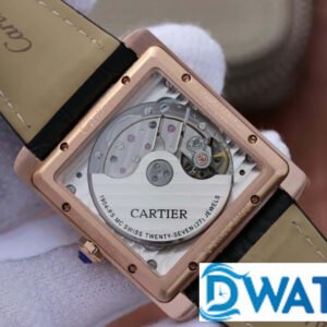 CARTIER TANK ANDY LAU LUXURY IMITAITON WATCHES ROSE GOLD PLATE BLACK DIAL RHINESTONE LEATHER STRAP 34X44MM 4 ĐỒNG HỒ NỮ CARTIER