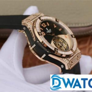 HUBLOT CLASSIC FUSION TOURBILLON IMITATION WATCHES RHINESTONE ALL ROSE GOLD PLATE RUBBER STRAP 44MM 4 ĐỒNG HỒ NAM HUBLOT BIG BANG MẶT SỐ MÀU NÂU ĐƠN GIẢN REPLICA CAO CẤP 44MM