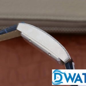 CARTIER TANK ANDY LAU REPLICA WATCHES BLUE DIAL RHINESTONE CASE LEATHER STRAP 34X44MM 2 ĐỒNG HỒ NỮ CARTIER