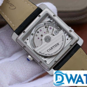 CARTIER TANK ANDY LAU KNOCK OFF WATCHES WHITE DIAL STAINLESS STEEL BLACK LEATHER STRAP 34X44MM 4 ĐỒNG HỒ NỮ CARTIER