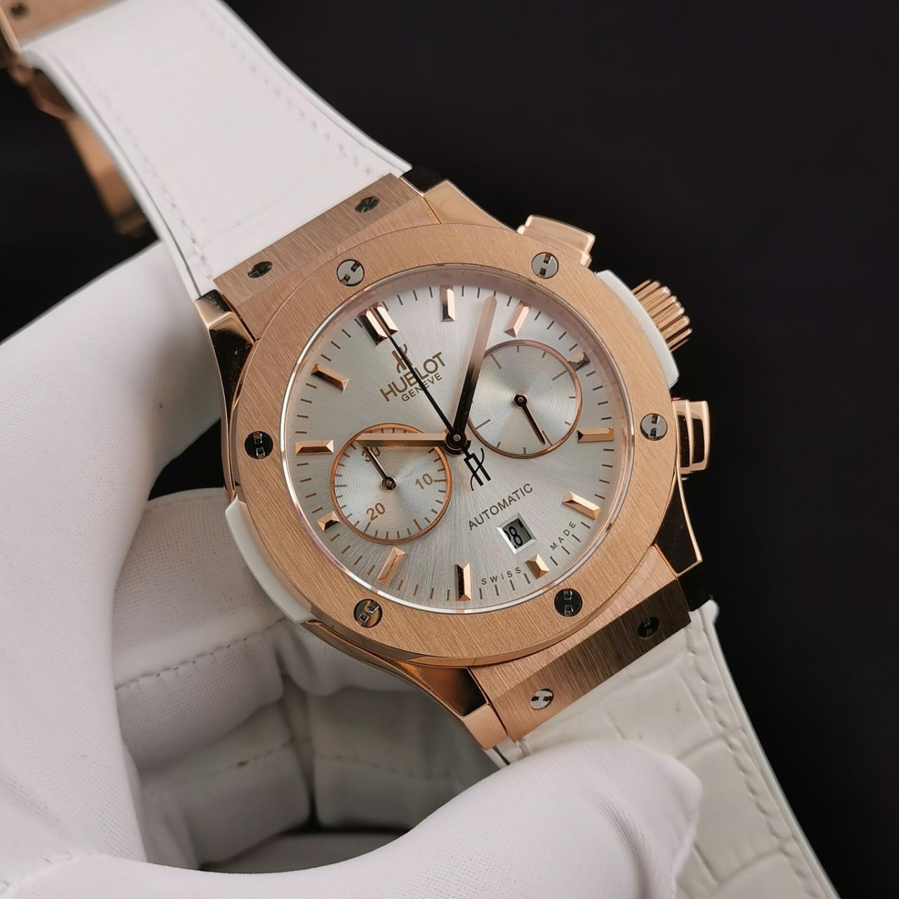 ĐỒNG HỒ CƠ NAM MÀU TRẮNG HUBLOT CLASSIC FUSION CHRONOGRAPH REPLICA 1:1 CAO CẤP 45MM ĐỒNG HỒ CƠ NAM MÀU TRẮNG HUBLOT CLASSIC FUSION CHRONOGRAPH REPLICA 1:1 CAO CẤP 45MM