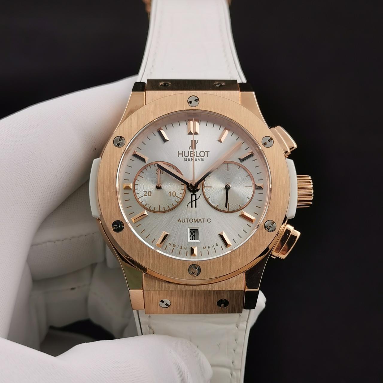 ĐỒNG HỒ CƠ NAM MÀU TRẮNG HUBLOT CLASSIC FUSION CHRONOGRAPH REPLICA 1:1 CAO CẤP 45MM ĐỒNG HỒ CƠ NAM MÀU TRẮNG HUBLOT CLASSIC FUSION CHRONOGRAPH REPLICA 1:1 CAO CẤP 45MM