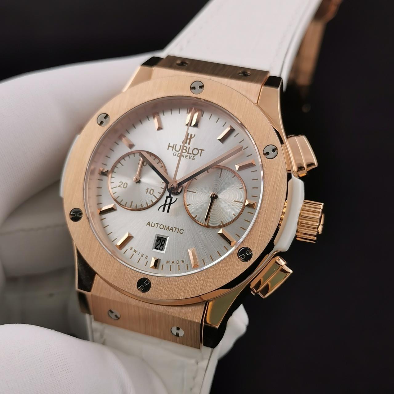 ĐỒNG HỒ CƠ NAM MÀU TRẮNG HUBLOT CLASSIC FUSION CHRONOGRAPH REPLICA 1:1 CAO CẤP 45MM ĐỒNG HỒ CƠ NAM MÀU TRẮNG HUBLOT CLASSIC FUSION CHRONOGRAPH REPLICA 1:1 CAO CẤP 45MM