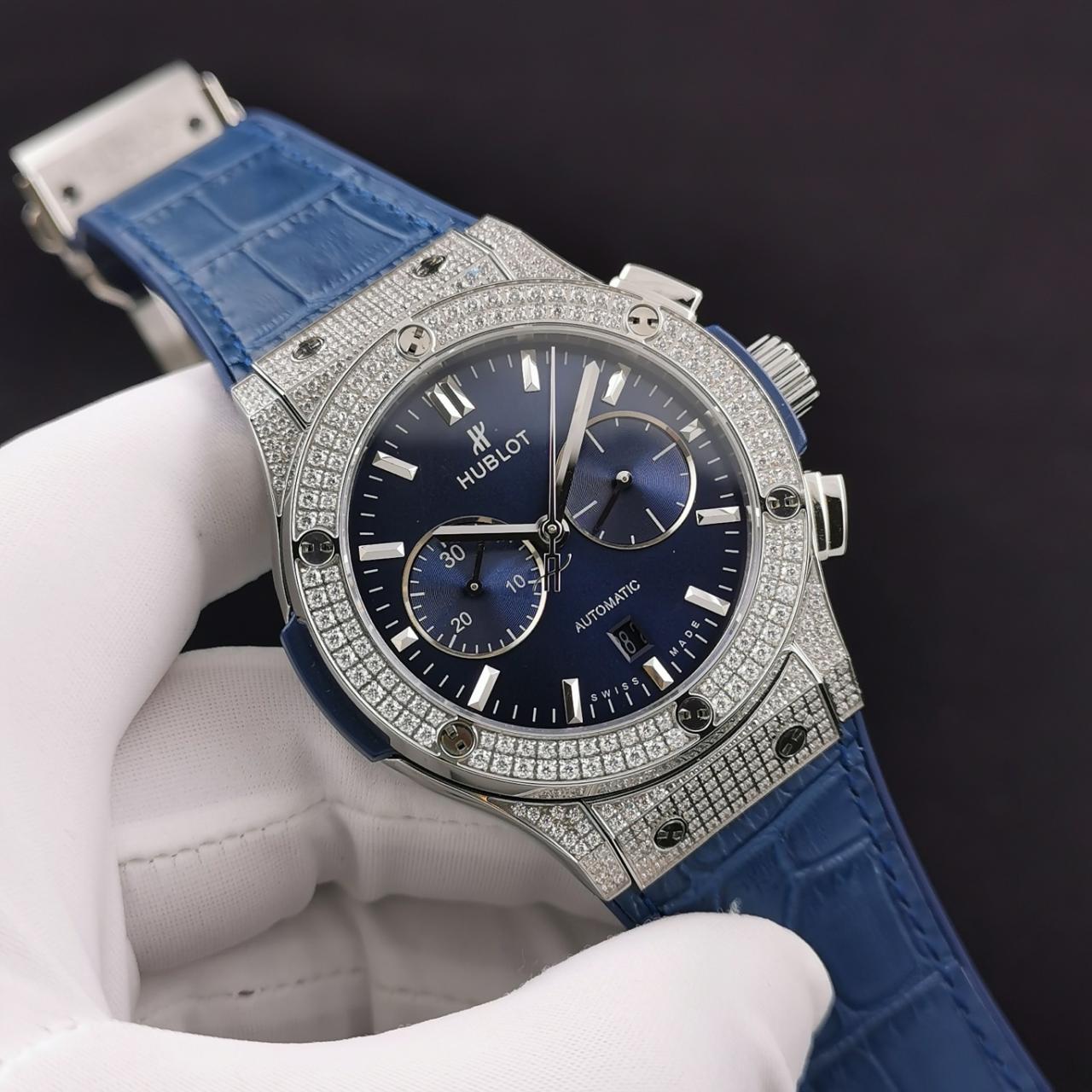 ĐỒNG HỒ CƠ NAM ĐÍNH ĐÁ MÀU XANH HUBLOT CLASSIC FUSION CHRONOGRAPH REP 1:1 CAO CẤP 45MM ĐỒNG HỒ CƠ NAM ĐÍNH ĐÁ MÀU XANH HUBLOT CLASSIC FUSION CHRONOGRAPH REP 1:1 CAO CẤP 45MM