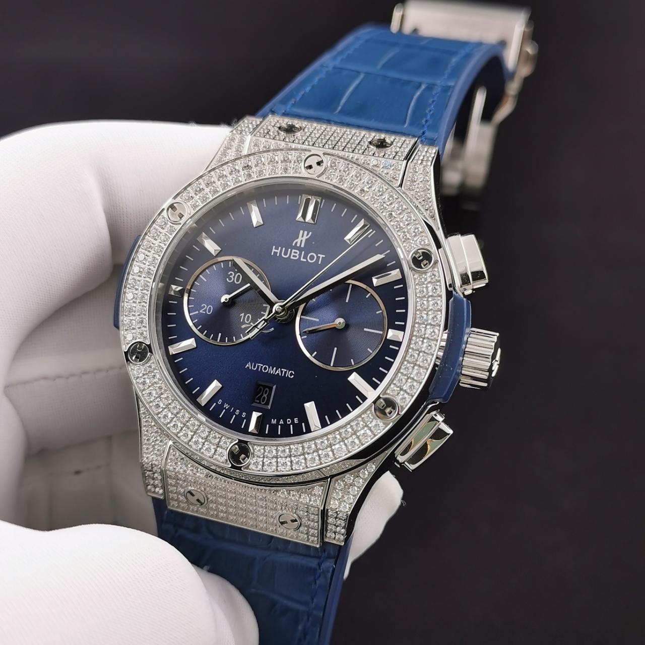 ĐỒNG HỒ CƠ NAM ĐÍNH ĐÁ MÀU XANH HUBLOT CLASSIC FUSION CHRONOGRAPH REP 1:1 CAO CẤP 45MM ĐỒNG HỒ CƠ NAM ĐÍNH ĐÁ MÀU XANH HUBLOT CLASSIC FUSION CHRONOGRAPH REP 1:1 CAO CẤP 45MM