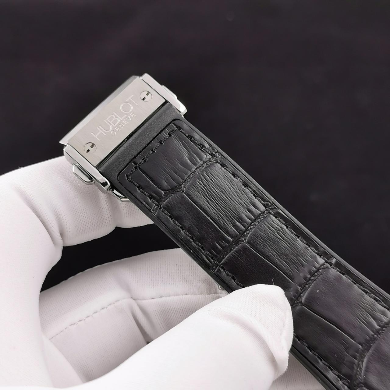 ĐỒNG HỒ NAM CƠ 5 KIM MÀU ĐEN ĐÍNH ĐÁ HUBLOT CLASSIC FUSION CHRONOGRAPH REP 1:1 45MM ĐỒNG HỒ NAM CƠ 5 KIM MÀU ĐEN ĐÍNH ĐÁ HUBLOT CLASSIC FUSION CHRONOGRAPH REP 1:1 45MM