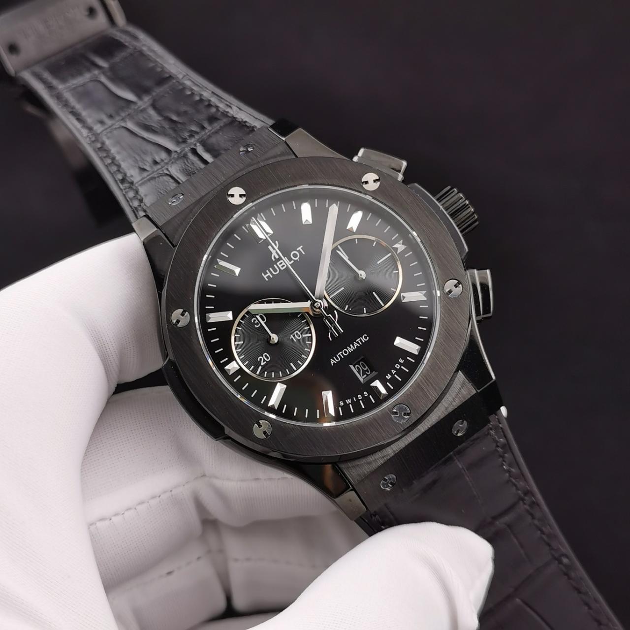 ĐỒNG HỒ CƠ NAM MÀU ĐEN 5 KIM HUBLOT CLASSIC FUSION CHRONOGRAPH REP 1:1 CAO CẤP 45MM ĐỒNG HỒ CƠ NAM MÀU ĐEN 5 KIM HUBLOT CLASSIC FUSION CHRONOGRAPH REP 1:1 CAO CẤP 45MM
