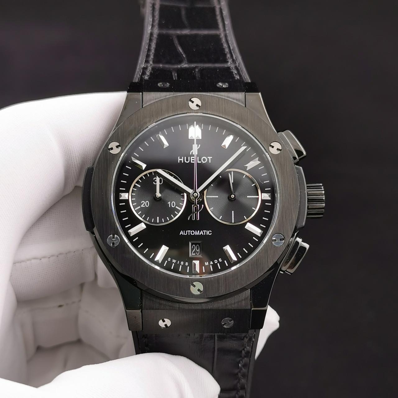 ĐỒNG HỒ CƠ NAM MÀU ĐEN 5 KIM HUBLOT CLASSIC FUSION CHRONOGRAPH REP 1:1 CAO CẤP 45MM ĐỒNG HỒ CƠ NAM MÀU ĐEN 5 KIM HUBLOT CLASSIC FUSION CHRONOGRAPH REP 1:1 CAO CẤP 45MM