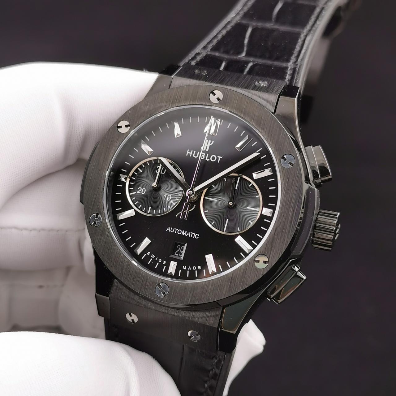 ĐỒNG HỒ CƠ NAM MÀU ĐEN 5 KIM HUBLOT CLASSIC FUSION CHRONOGRAPH REP 1:1 CAO CẤP 45MM ĐỒNG HỒ CƠ NAM MÀU ĐEN 5 KIM HUBLOT CLASSIC FUSION CHRONOGRAPH REP 1:1 CAO CẤP 45MM