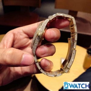 ROLEX DATEJUST COPIES WATCHES ROSE GOLD RHINESTONE FULL GEM AUTOMATIC 41MM 3 ĐỒNG HỒ CƠ NAM ĐÍNH ĐÁ DÂY KIM LOẠI ROLEX DATEJUST REPLICA 1:1 CAO CẤP 41MM