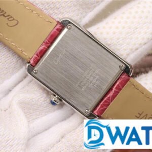 CARTIER TANK W5200000 COPIES WATCH PING DIAL LEATHER STRAP 33X27MM 4 ĐỒNG HỒ NỮ CARTIER TANK W5200000 MẶT SỐ DÂY ĐEO HỒNG CÁ TÍNH FAKE 33X27MM