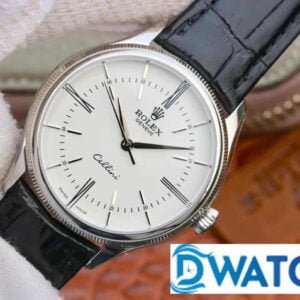 ĐỒNG HỒ NAM ROLEX CELLINI DÂY DA MẶT TRẮNG FAKE CAO CẤP 39MM 1 ĐỒNG HỒ CƠ NAM DÂY DA MẶT TRẮNG ROLEX CELLINI REPLICA 1:1 CAO CẤP 39MM
