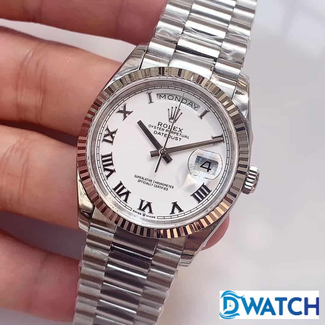 ĐỒNG HỒ CƠ NAM DÂY KIM LOẠI CỌC SỐ LA MÃ ROLEX DAY-DATE REPLICA 1:1 CAO CẤP 36MM ĐỒNG HỒ CƠ NAM DÂY KIM LOẠI CỌC SỐ LA MÃ ROLEX DAY-DATE REPLICA 1:1 CAO CẤP 36MM