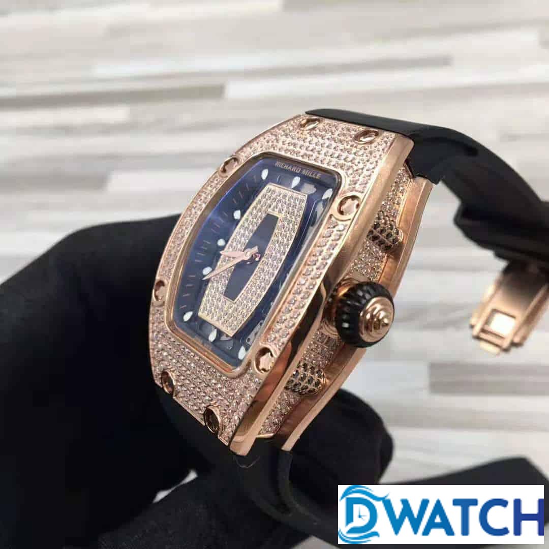 ĐỒNG HỒ NỮ RICHARD MILLE RM007 ĐÍNH FULL ĐÁ VÀNG HỒNG FAKE 11 31X45MM ĐỒNG HỒ NỮ RICHARD MILLE RM007 ĐÍNH FULL ĐÁ VÀNG HỒNG FAKE 11 31X45MM