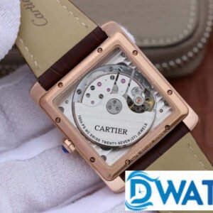 CARTIER TANK ANDY LAU IMITATION WATCHES ROSE GOLD PLATE BROWN LEATHER STRAP 34X44MM 4 ĐỒNG HỒ NỮ CARTIER