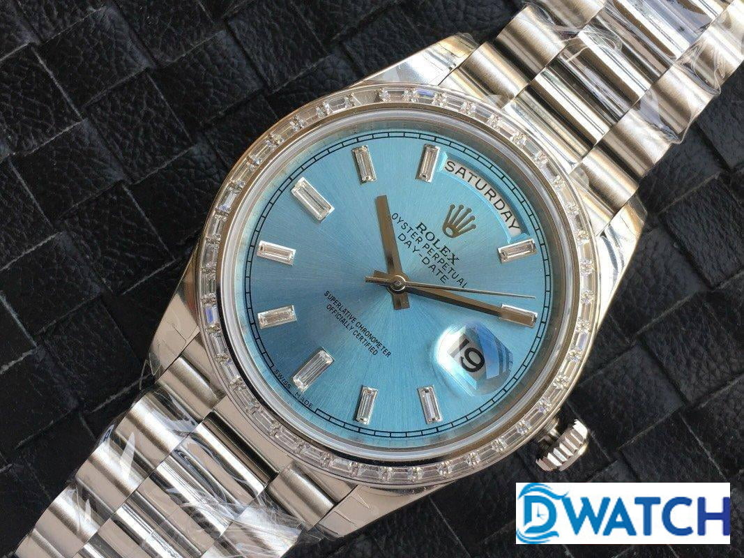 ĐỒNG HỒ ROLEX DAY-DATE NAM MÁY CƠ DÂY KIM LOẠI ĐÍNH ĐÁ REPLICA 1:1 CAO CẤP 40MM ĐỒNG HỒ ROLEX DAY-DATE NAM MÁY CƠ DÂY KIM LOẠI ĐÍNH ĐÁ REPLICA 1:1 CAO CẤP 40MM