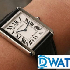 CARTIER TANK REPLICA WATCHES QUARTZ MOVEMENT STAINLESS STEEL LEATHER STRAP 33X27MM 6 ĐỒNG HỒ NỮ CARTIER TANK CỌC SỐ LA MÃ KIM XANH FAKE 11 33X27MM