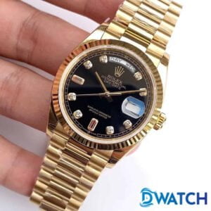 ĐỒNG HỒ NAM ROLEX DAY-DATE MÁY CƠ DÂY KIM LOẠI MẶT MÀU ĐEN FAKE 1:1 36MM 1 ĐỒNG HỒ ROLEX DAY-DATE NAM MÁY CƠ DÂY KIM LOẠI MẶT MÀU ĐEN REP 1:1 CAO CẤP 36MM