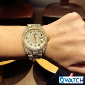 ROLEX DATEJUST COPIES WATCHES ROSE GOLD RHINESTONE FULL GEM AUTOMATIC 41MM 7 ĐỒNG HỒ CƠ NAM ĐÍNH ĐÁ DÂY KIM LOẠI ROLEX DATEJUST REPLICA 1:1 CAO CẤP 41MM