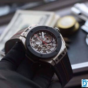 HUBLOT BIG BANG FERRARI F3 HIGH END WATCH REPLICAS BLACK CERAMIC CASE CARBON FIBER 44MM 2 ĐỒNG HỒ NAM HUBLOT BIG BANG FERRARI CERAMIC F3 MÀU ĐEN REPLICA 11 44MM