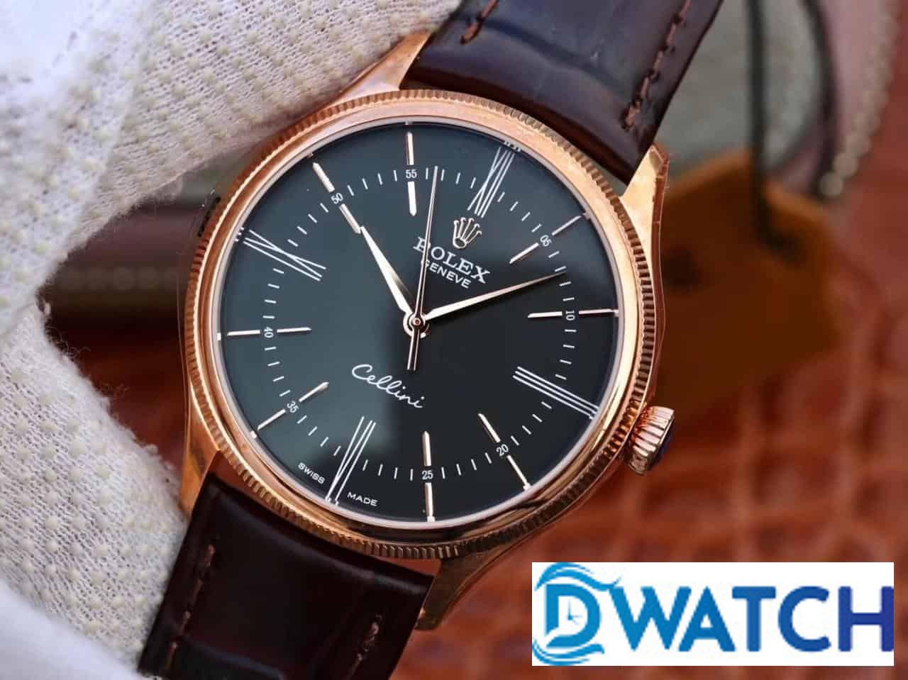 ĐỒNG HỒ CƠ NAM DÂY DA MẶT MÀU ĐEN ROLEX CELLINI REPLICA 1:1 CAO CẤP 39MM ĐỒNG HỒ CƠ NAM DÂY DA MẶT MÀU ĐEN ROLEX CELLINI REPLICA 1:1 CAO CẤP 39MM