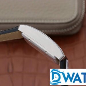 CARTIER TANK ANDY LAU LUXURY FAKE WATCHES BLACK DIAL RHINESTONE CASE LEATHER STRAP 34X44MM 2 ĐỒNG HỒ NỮ CARTIER