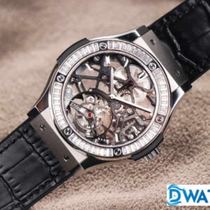HUBLOT CLASSIC FUSION TOURBILON IMITATION WATCHES RHINESTONE BAGUETTE BEZEL RUBBER STRAP 42MM 2 ĐỒNG HỒ HUBLOT NAM ĐÍNH ĐÁ HUBLOT CLASSIC FUSION TOURBILON