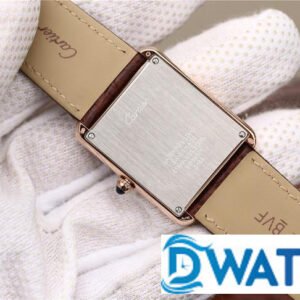 CARTIER TANK LUXURY WATCHES ROSE GOLD RHINESTONE CASE LEATHER STRAP 33X27MM 4 ĐỒNG HỒ NỮ CARTIER TANK DÂY DA ĐÍNH ĐÁ VIỀN FAKE CAO CẤP 33X27MM