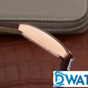 CARTIER TANK ANDY LAU GOOD IMITATION WATCHES ROSE GOLD PLATE BLACK ROMAN HOURS BROWN LEATHER STRAP 34X44MM 2 ĐỒNG HỒ NỮ CARTIER